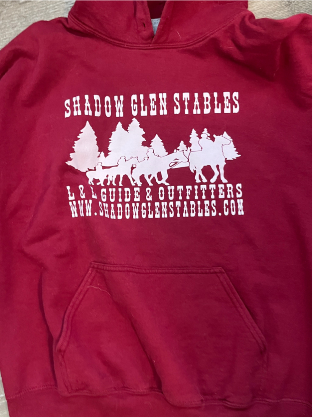 Men's Red & White Shadow Glen Stables Hoodie Size L